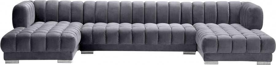 Gwen Velvet 3pc. Sectional - MyWaynesHome #