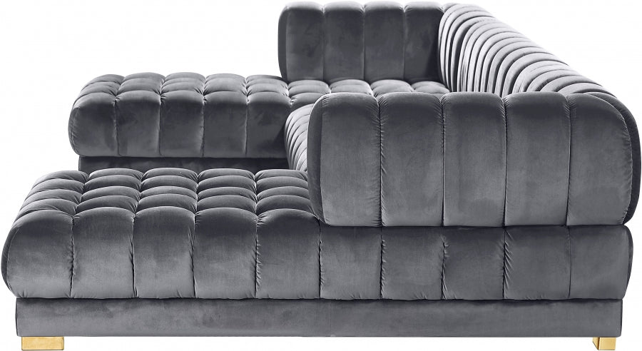Gwen Velvet 3pc. Sectional - MyWaynesHome #