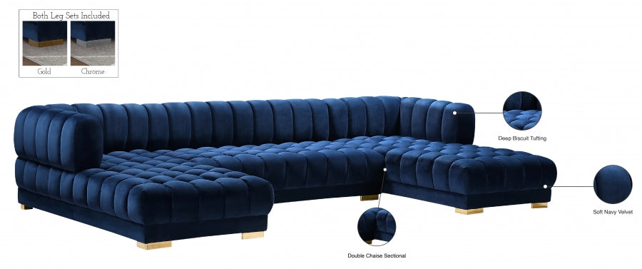 Gwen Velvet 3pc. Sectional