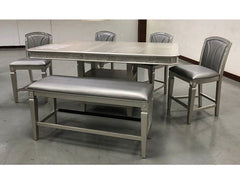 Klina Silver Champagne Counter Height Dining Bench - MyWaynesHome #