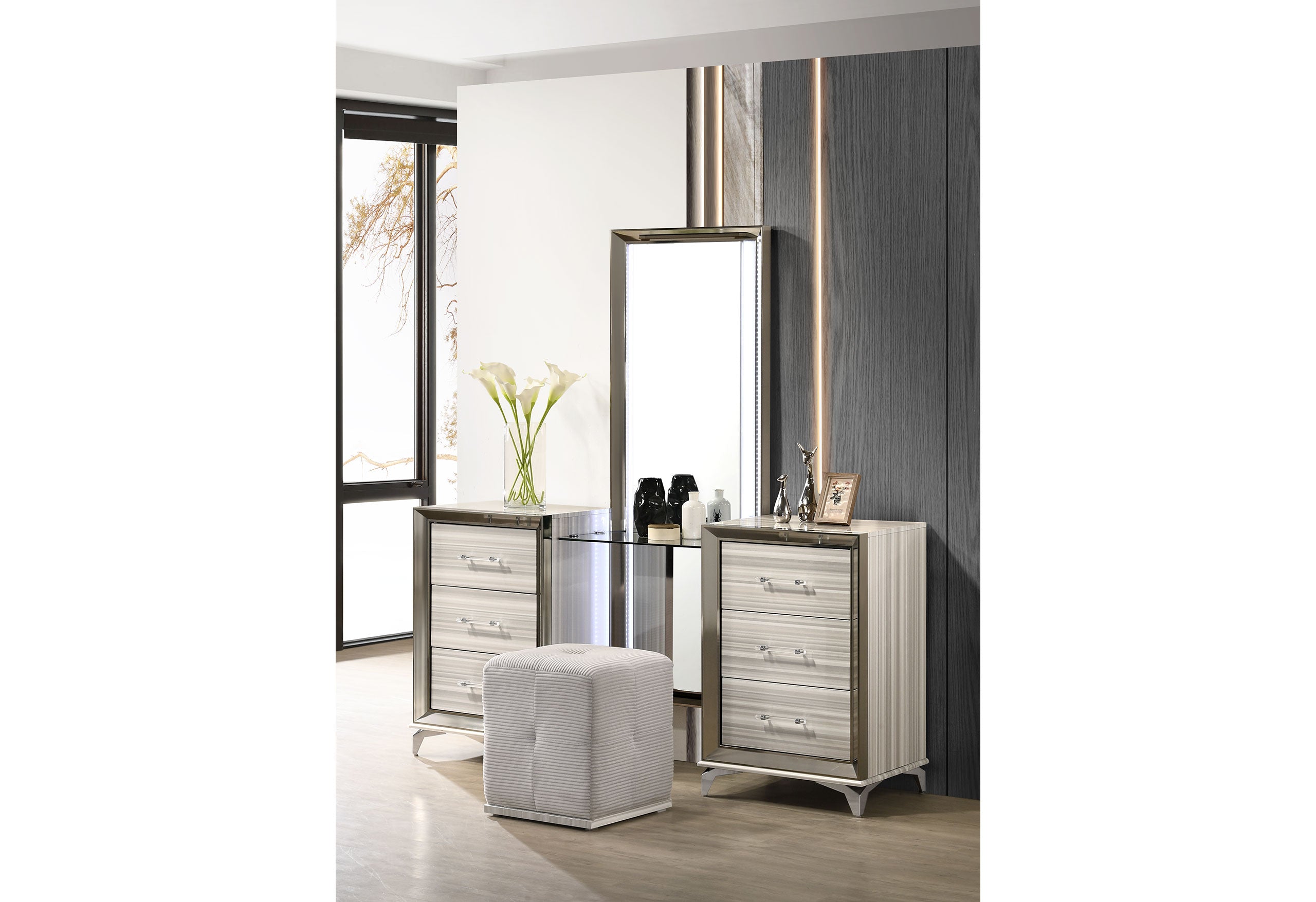 ZAMBRANO - VANITY WITH LED AND VANITY STOOL - MyWaynesHome #