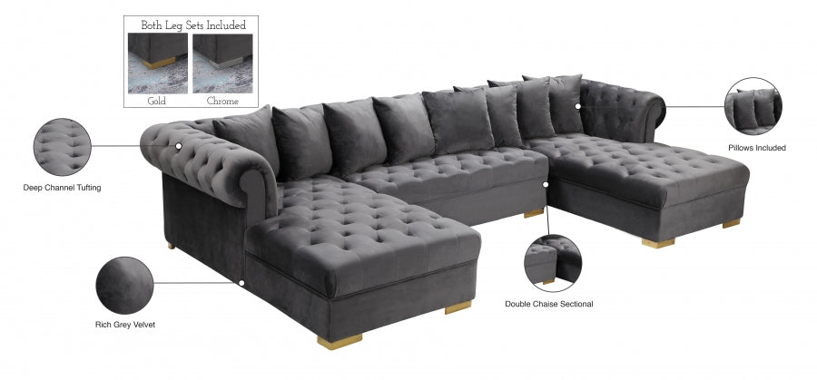 Presley 3pc. Velvet Sectional