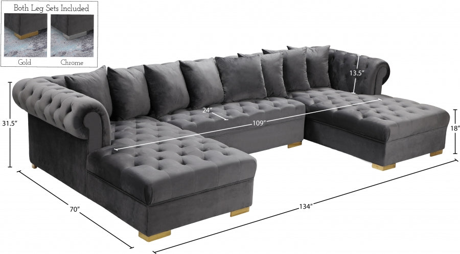 Presley 3pc. Velvet Sectional