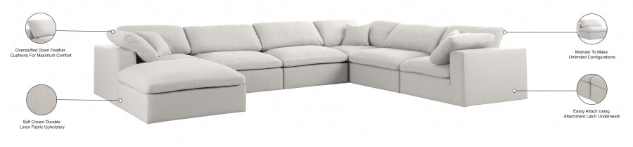 Serene Linen Deluxe Modular Down Filled Cloud-Like Comfort Overstuffed Reversible Sectional