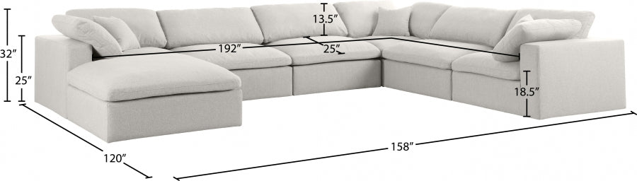 Serene Linen Deluxe Modular Down Filled Cloud-Like Comfort Overstuffed Reversible Sectional