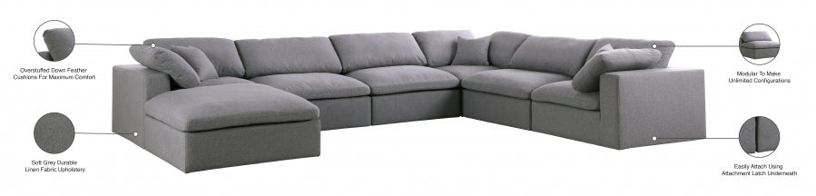 Serene Linen Deluxe Modular Down Filled Cloud-Like Comfort Overstuffed Reversible Sectional - MyWaynesHome #