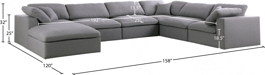 Serene Linen Deluxe Modular Down Filled Cloud-Like Comfort Overstuffed Reversible Sectional - MyWaynesHome #