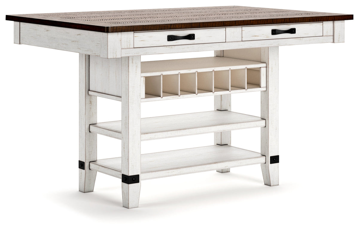 Valebeck RECT Dining Room Counter Table -White/Brown - MyWaynesHome #