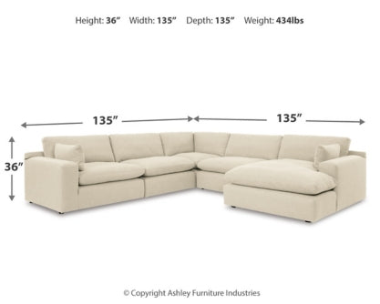 Elyza 5-Piece Sectional with Ottoman - MyWaynesHome #