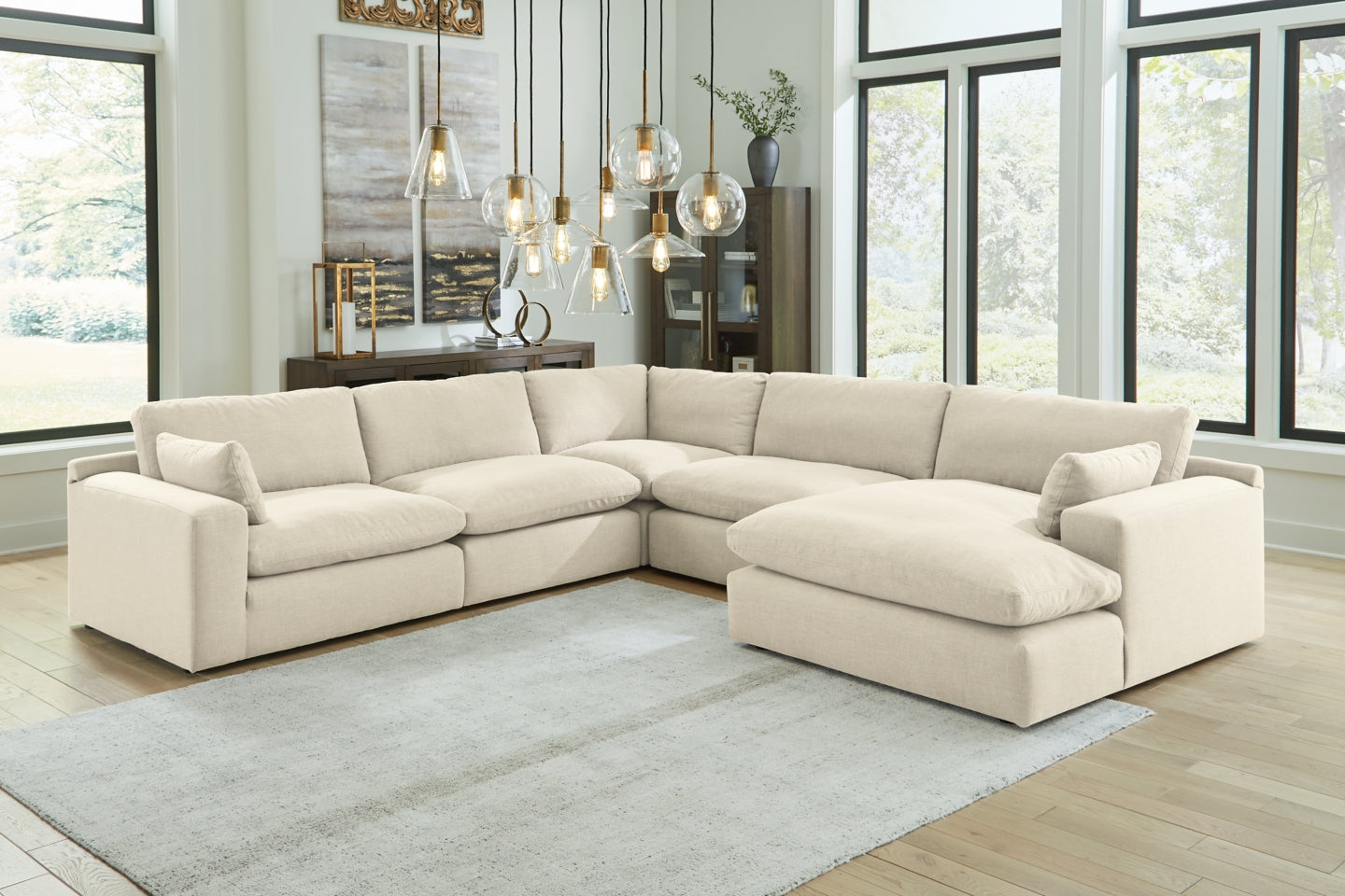 Elyza 5-Piece Sectional with Ottoman - MyWaynesHome #