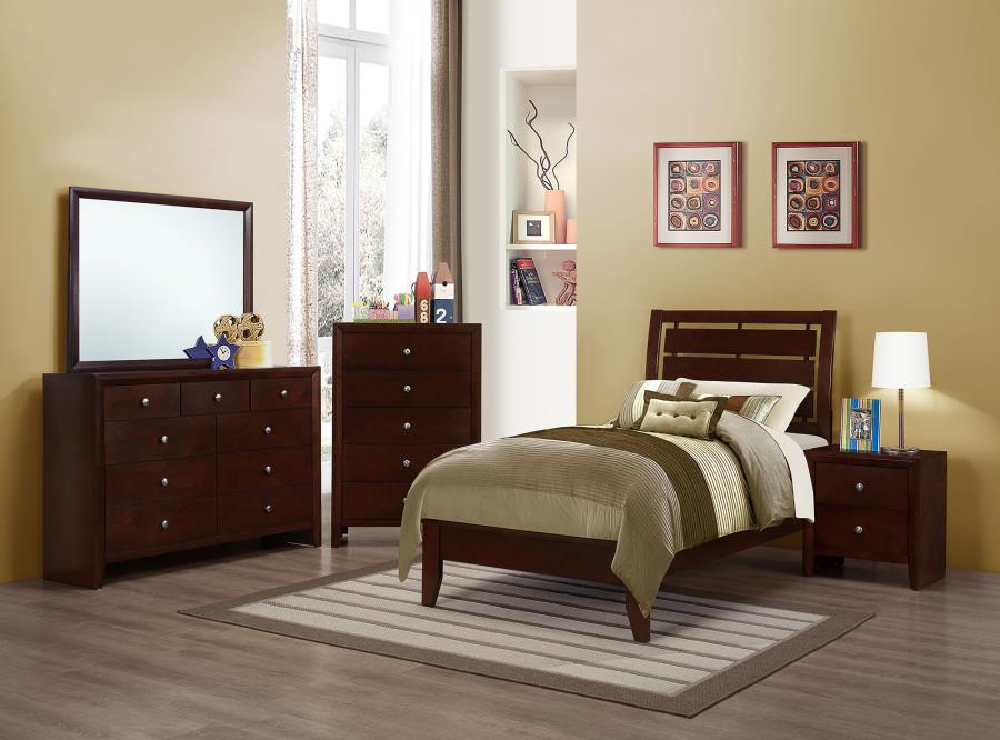 Serenity Brown Twin Bed 4 Pc Set - MyWaynesHome #