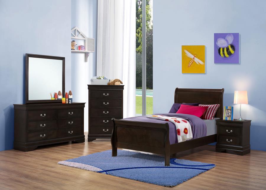 Louis Philippe Brown Twin Bed 5 Pc Set - MyWaynesHome #