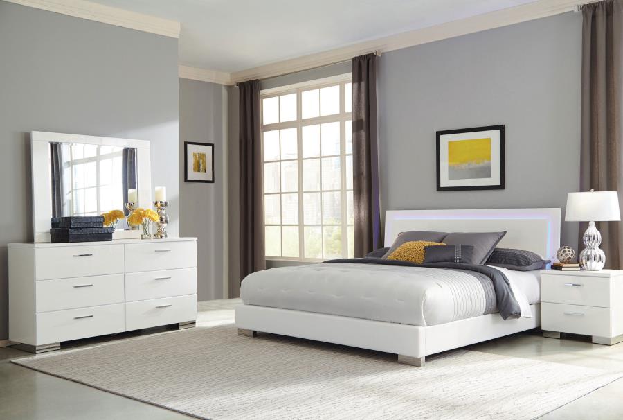 Felicity White Eastern King Bed 4 Pc Set - MyWaynesHome #
