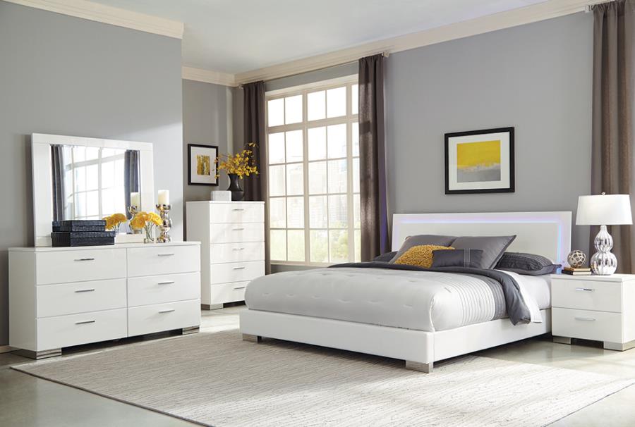 Felicity White California King Bed 5 Pc Set - MyWaynesHome #