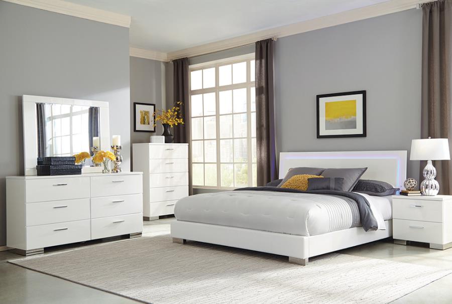 Felicity White California King Bed 5 Pc Set - MyWaynesHome #