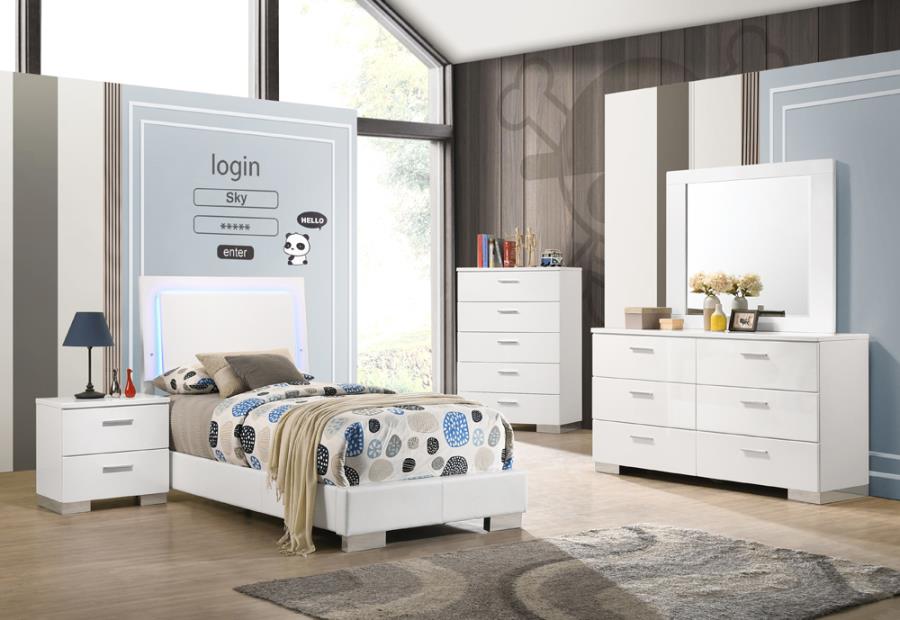 Felicity White Twin Bed 5 Pc Set - MyWaynesHome #