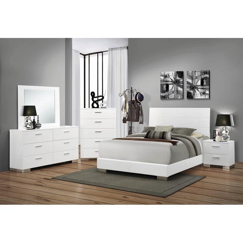 Felicity White California King Bed 6 Pc Set - MyWaynesHome #