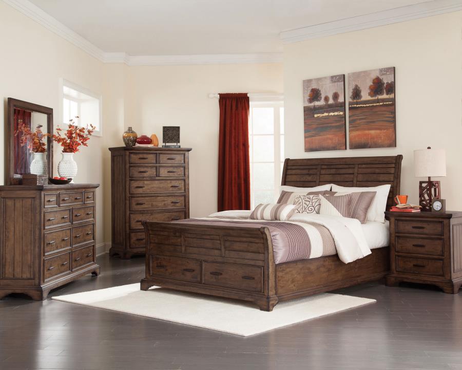 Elk Grove Brown Queen Bed 5 Pc Set - MyWaynesHome #