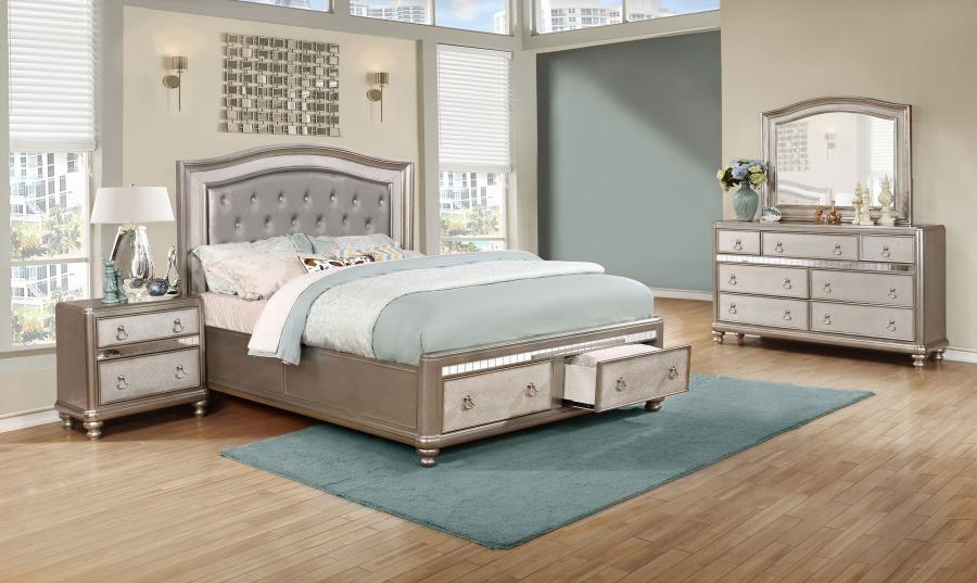 Bling Game Silver Eastern King Bed 4 Pc Set - MyWaynesHome #