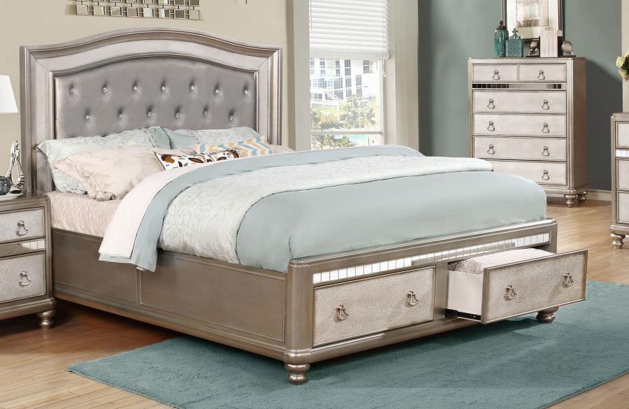 Bling Game Silver Eastern King Storage Bed - MyWaynesHome #