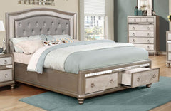 Bling Game Silver Eastern King Storage Bed - MyWaynesHome #
