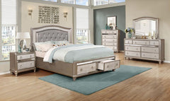 Bling Game Silver Eastern King Storage Bed - MyWaynesHome #