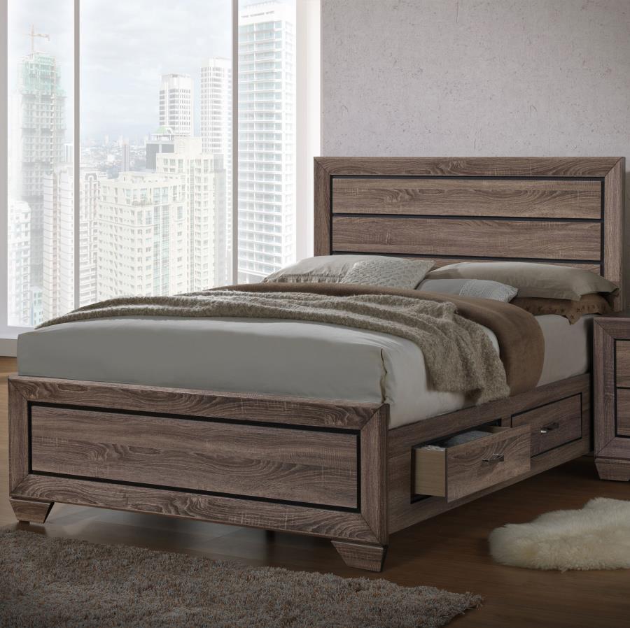 Kauffman Brown California King Storage Bed - MyWaynesHome #
