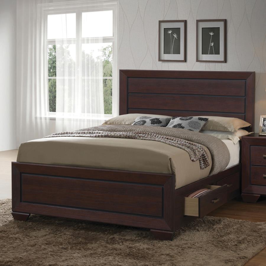 Kauffman Brown Eastern King Storage Bed - MyWaynesHome #