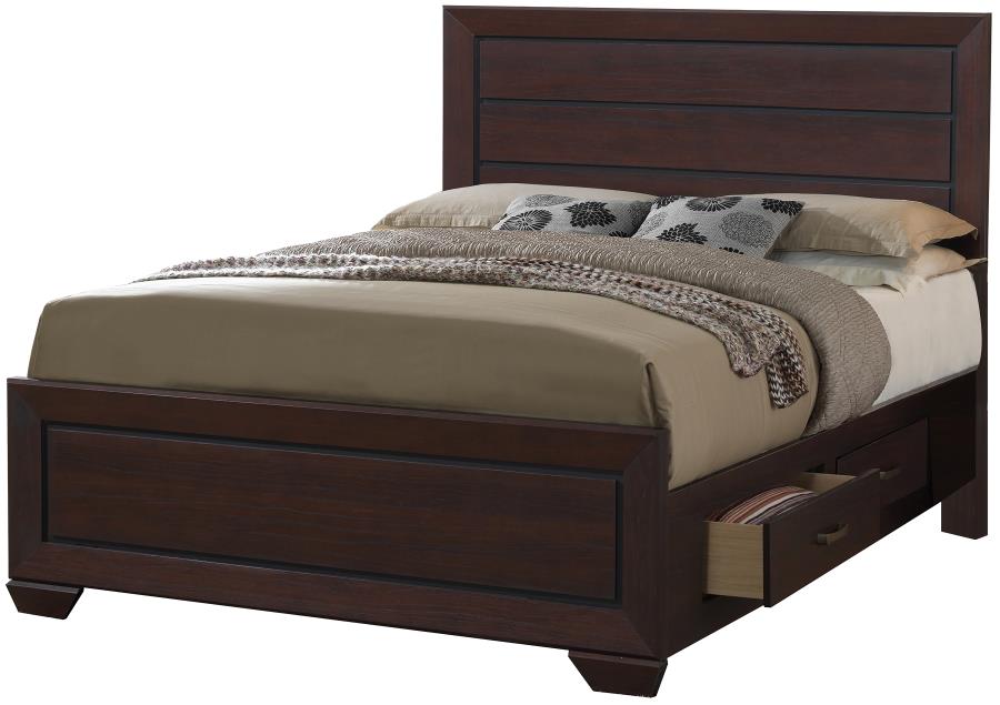 Kauffman Brown Queen Bed 5 Pc Set - MyWaynesHome #