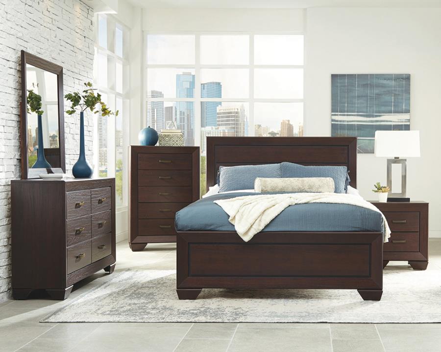 Kauffman Brown Eastern King Bed 4 Pc Set - MyWaynesHome #