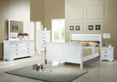 Louis Philippe White Queen Bed 4 Pc Set - MyWaynesHome #