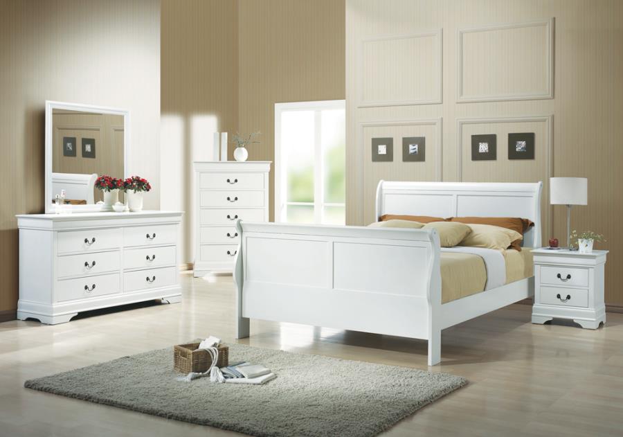 Louis Philippe White Queen Bed - MyWaynesHome #