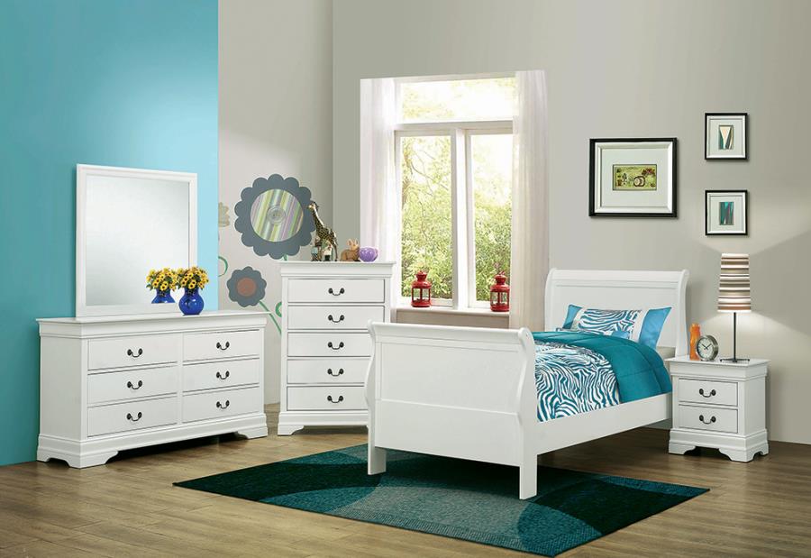 Louis Philippe White Twin Bed - MyWaynesHome #