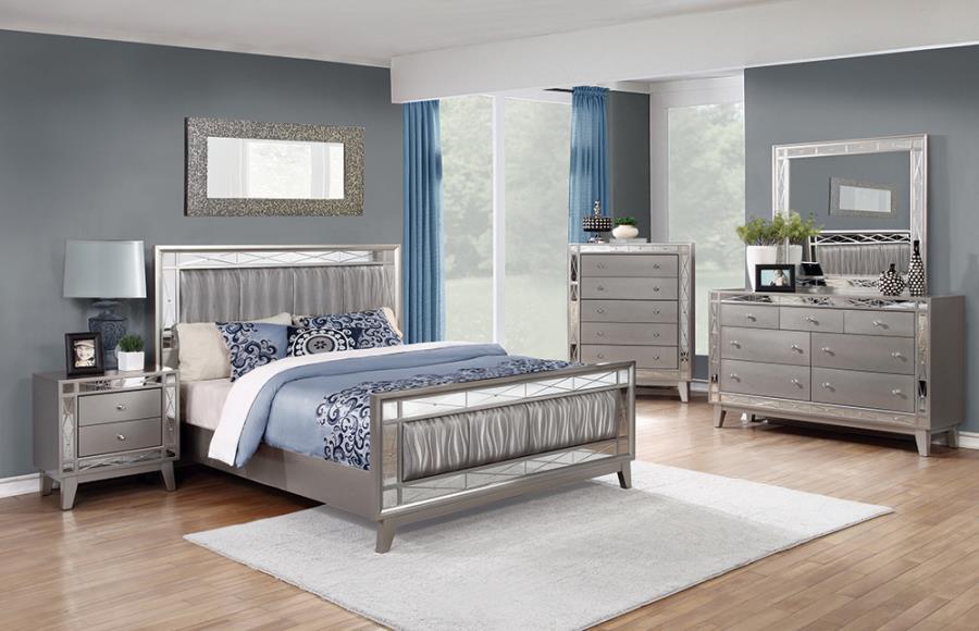 Leighton Silver Queen Bed 4 Pc Set - MyWaynesHome #