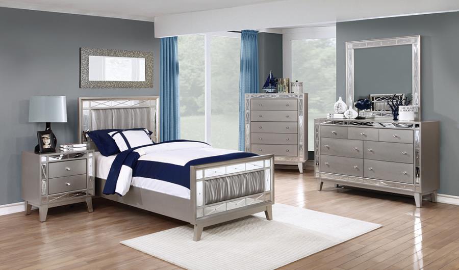Leighton Silver Twin Bed 5 Pc Set - MyWaynesHome #