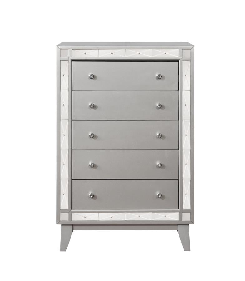 Leighton Silver Twin Bed 5 Pc Set - MyWaynesHome #