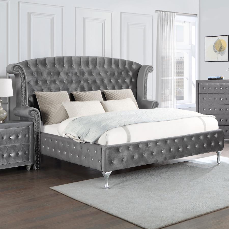 Deanna Grey Eastern King Bed - MyWaynesHome #