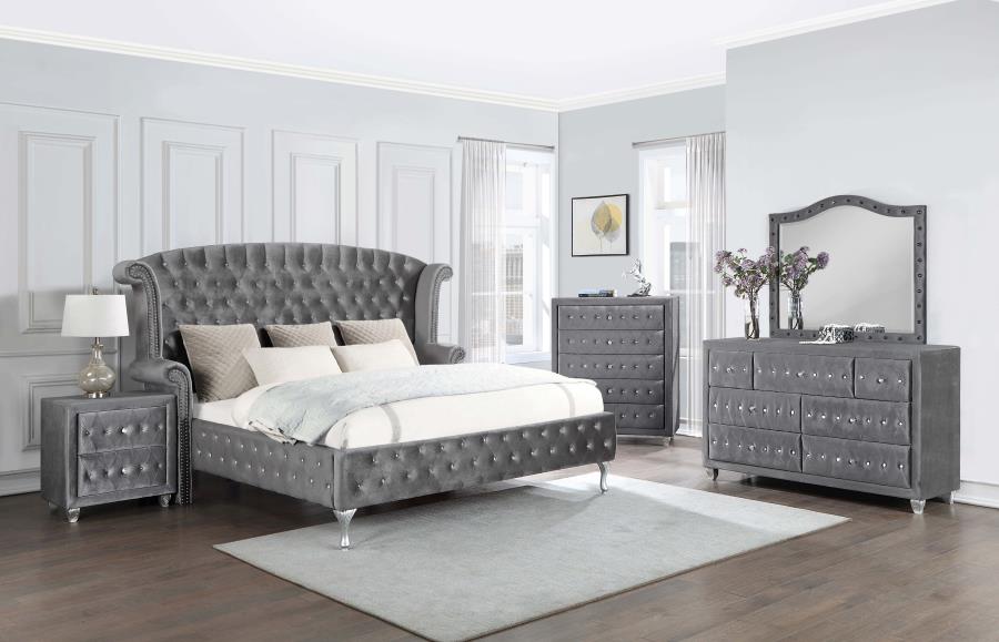 Deanna Grey California King Bed 5 Pc Set - MyWaynesHome #