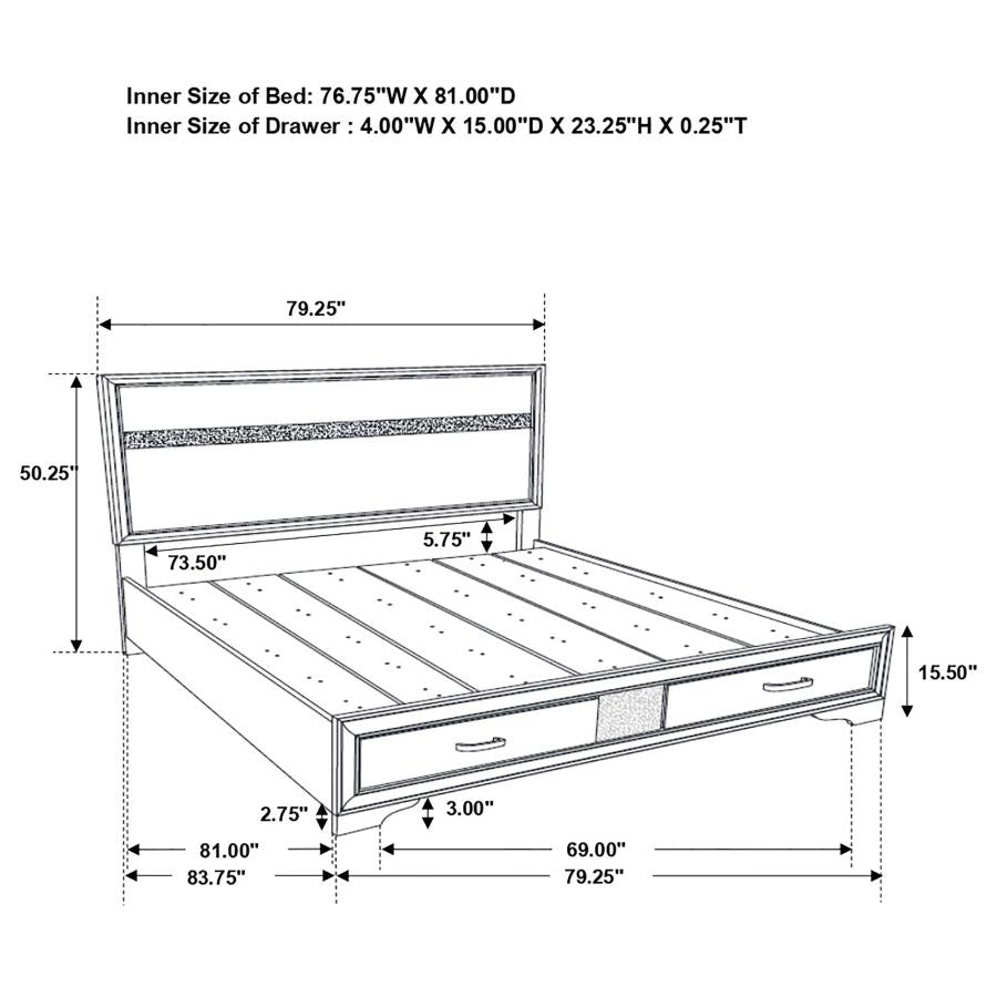 Miranda White Eastern King Storage Bed - MyWaynesHome #