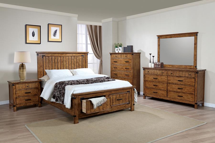 Brenner Brown California King Bed 5 Pc Set - MyWaynesHome #