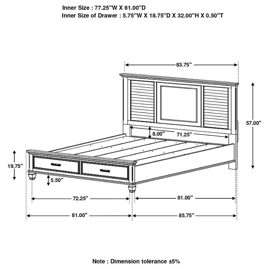 Franco Ivory Eastern King Storage Bed - MyWaynesHome #