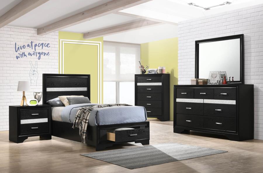Miranda Black Twin Storage Bed - MyWaynesHome #