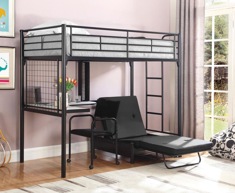 Jenner Black Twin Workstation Loft Bed - MyWaynesHome #
