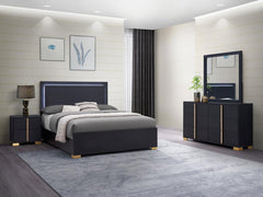 Marceline Black Eastern King Bed 4 Pc Set - MyWaynesHome #