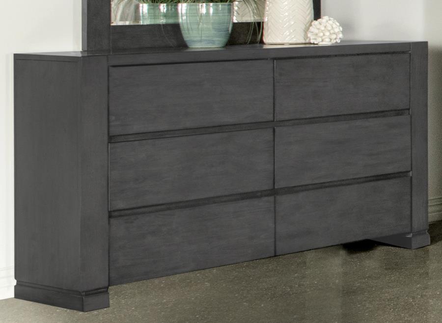 Lorenzo - 6-Drawer Dresser - Dark Grey Lorenzo - 6-Drawer Dresser - Dark Grey
