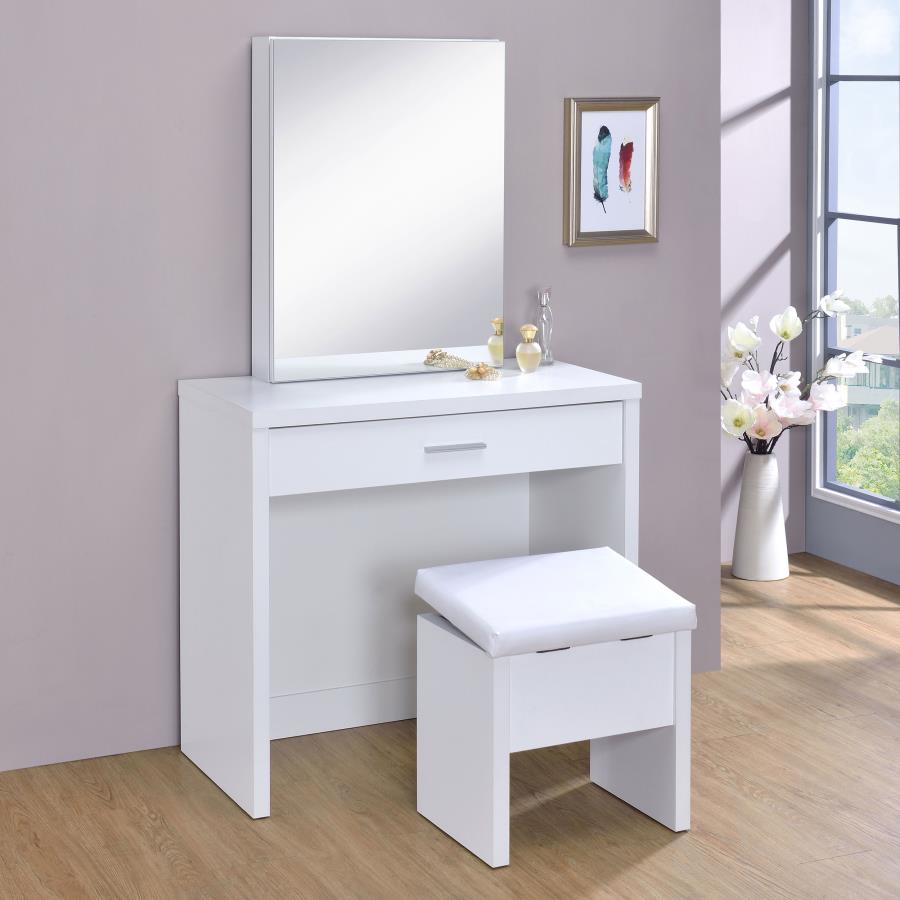 Harvey White Vanity Table & Mirror - MyWaynesHome #