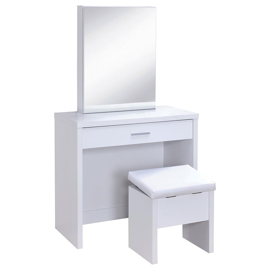 Harvey White Vanity Table & Mirror - MyWaynesHome #