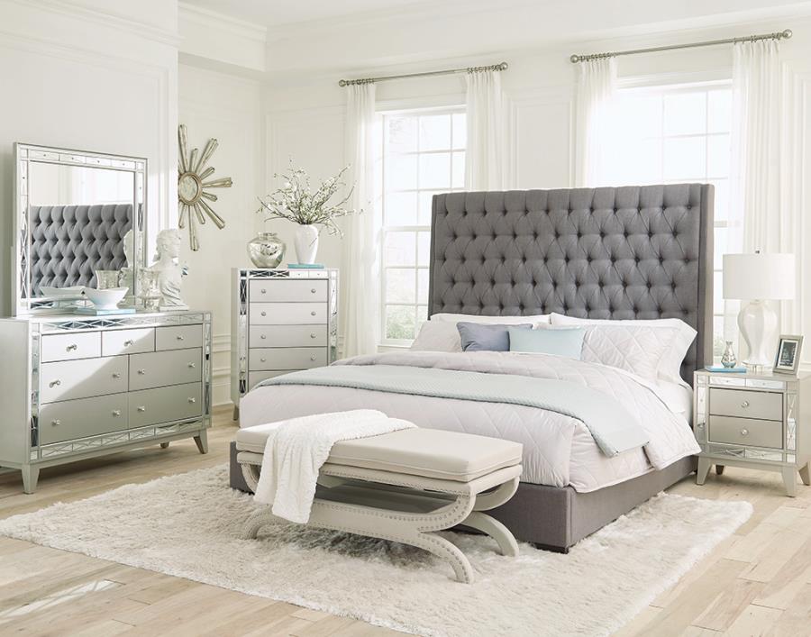 Camille Silver California King Bed 5 Pc Set - MyWaynesHome #