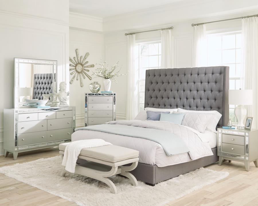 Camille Silver Queen Bed 5 Pc Set - MyWaynesHome #
