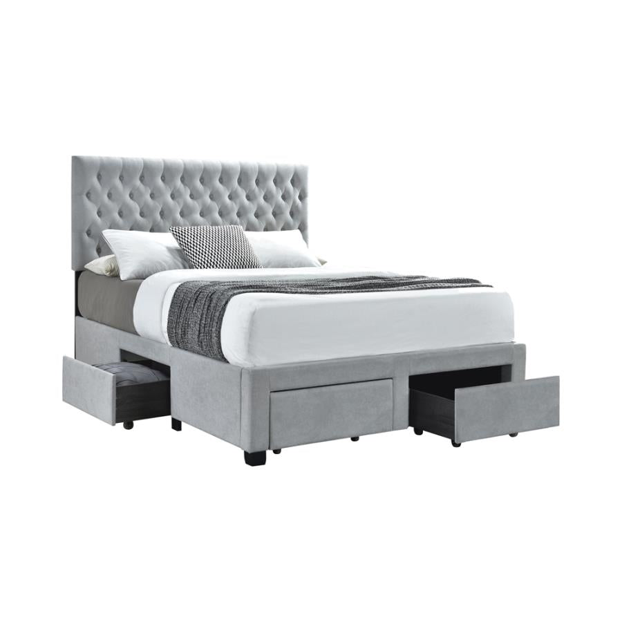 Soledad Grey Eastern King Storage Bed - MyWaynesHome #